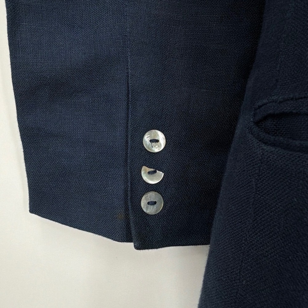 Jennifer Moore Womens Navy Blue 100% Linen Single Button Blazer Jacket Size 16 - Picture 5 of 6